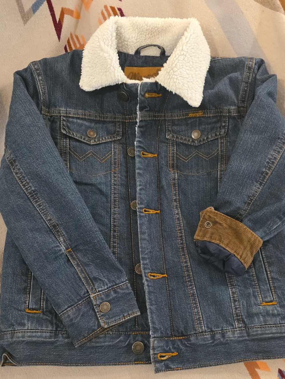 Classic Denim Kids Jacket with Sherpa Collar- Roll Up Sleeves To Grow With Them